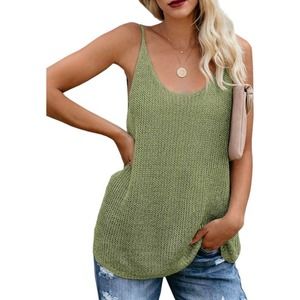 Women Oversized Scoop Neck Tank Top (Large)